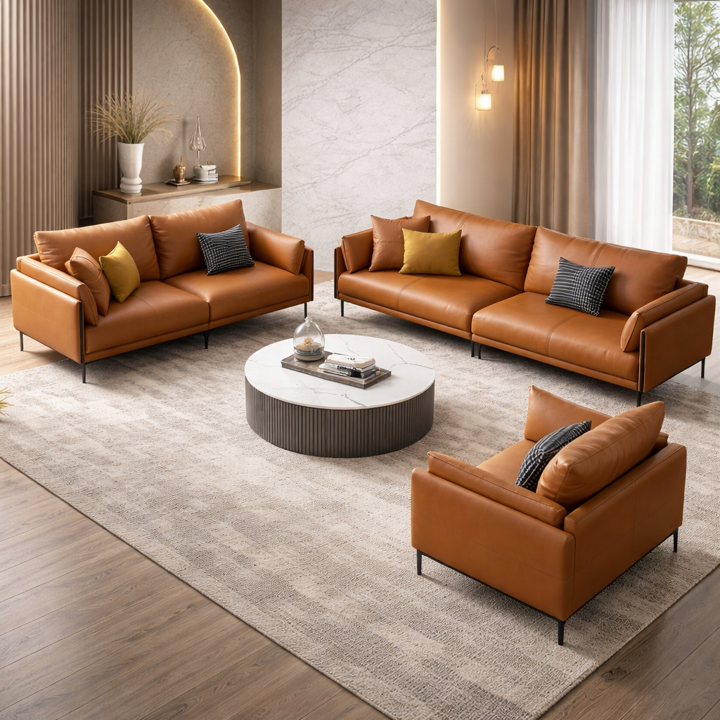 Modern Italian Design PU Leather Sofa Set