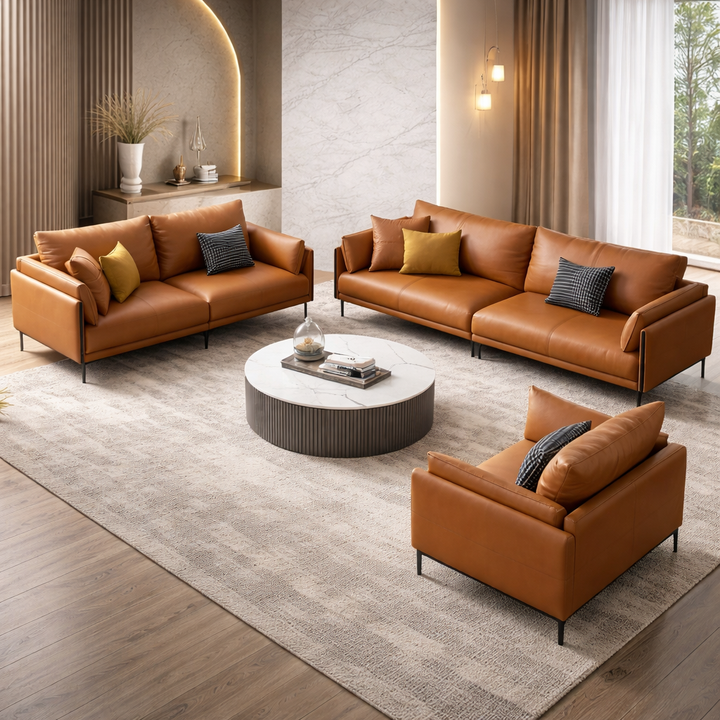 Modern Italian Design PU Leather Sofa Set