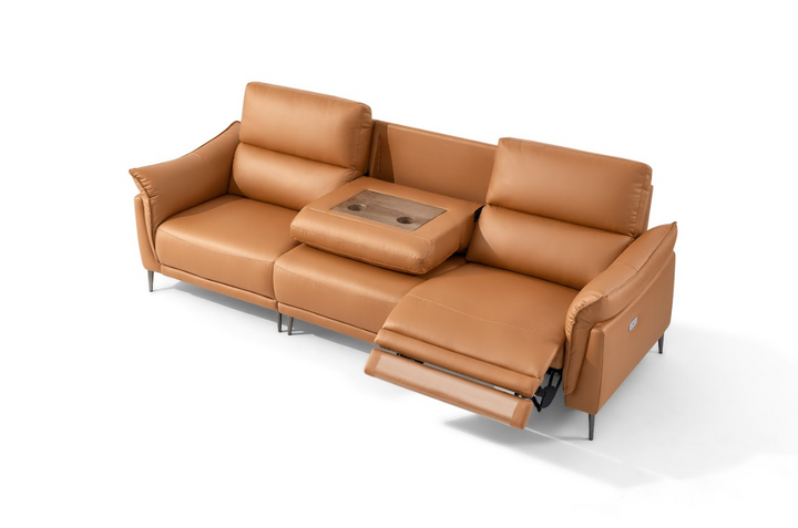 G-520SF1 3-Seater Recliner Sofa Set – Premium Faux Leather | Cup Holder Console | Modern Living Room Luxury
