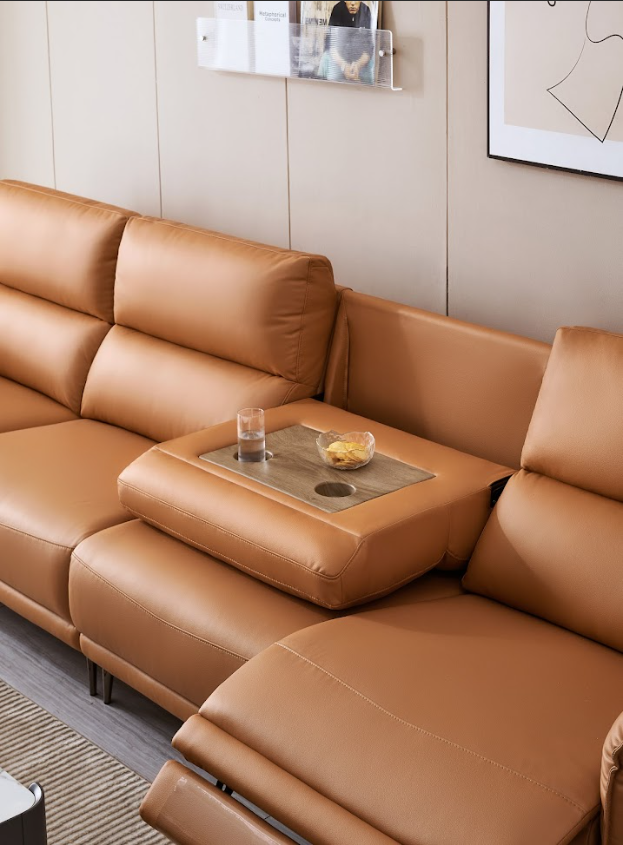 G-520SF1 3-Seater Recliner Sofa Set – Premium Faux Leather | Cup Holder Console | Modern Living Room Luxury