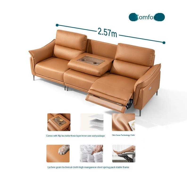 G-520SF1 3-Seater Recliner Sofa Set – Premium Faux Leather | Cup Holder Console | Modern Living Room Luxury