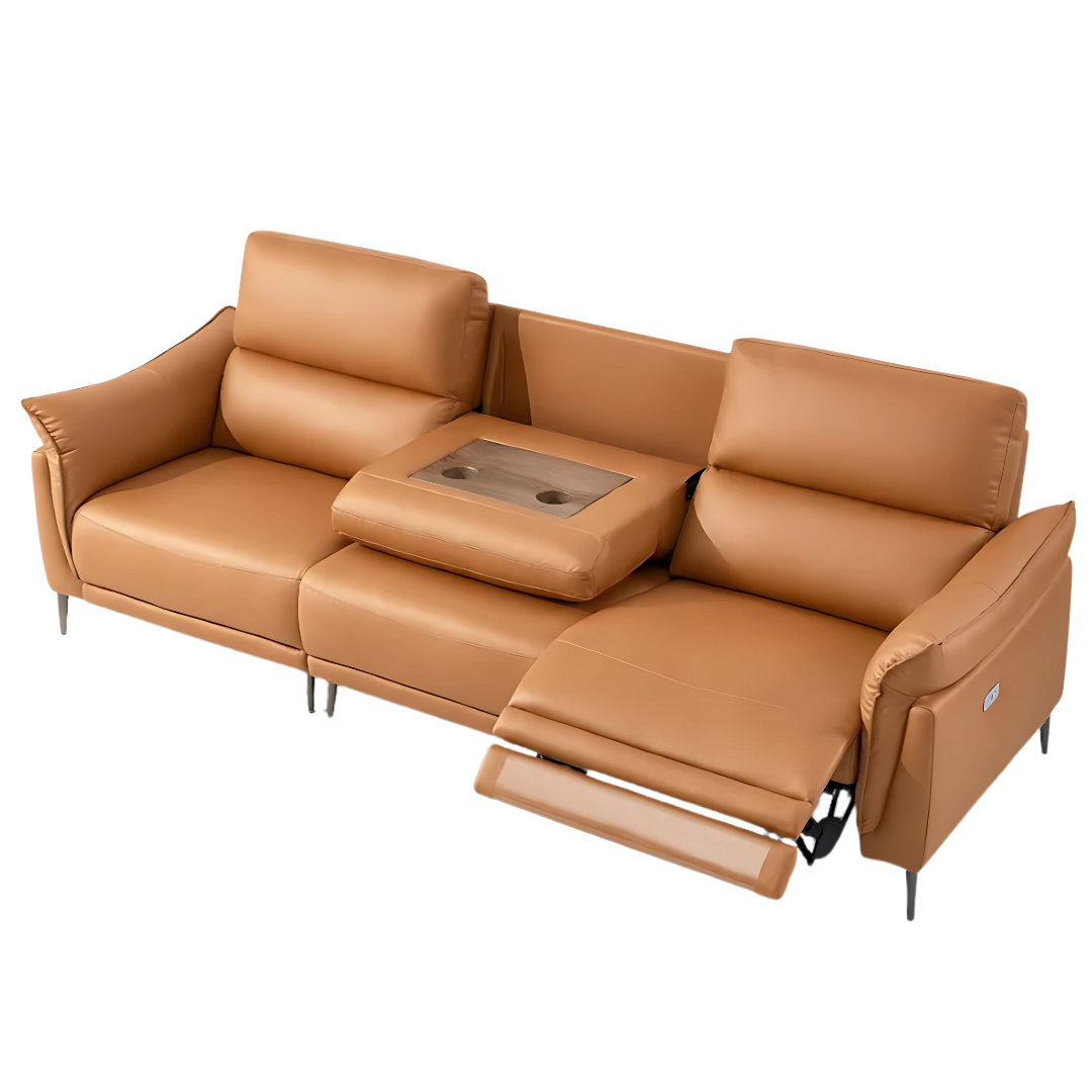 G-520SF1 3-Seater Recliner Sofa Set – Premium Faux Leather | Cup Holder Console | Modern Living Room Luxury