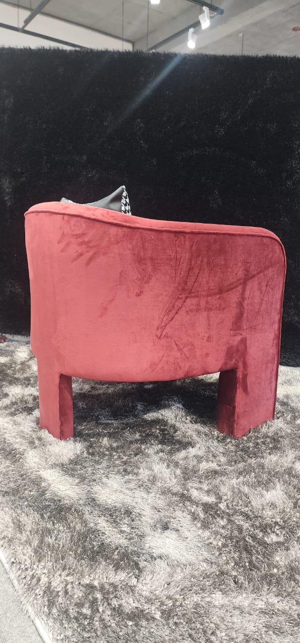 Elegant Red Velvet Lounge Chair Pair