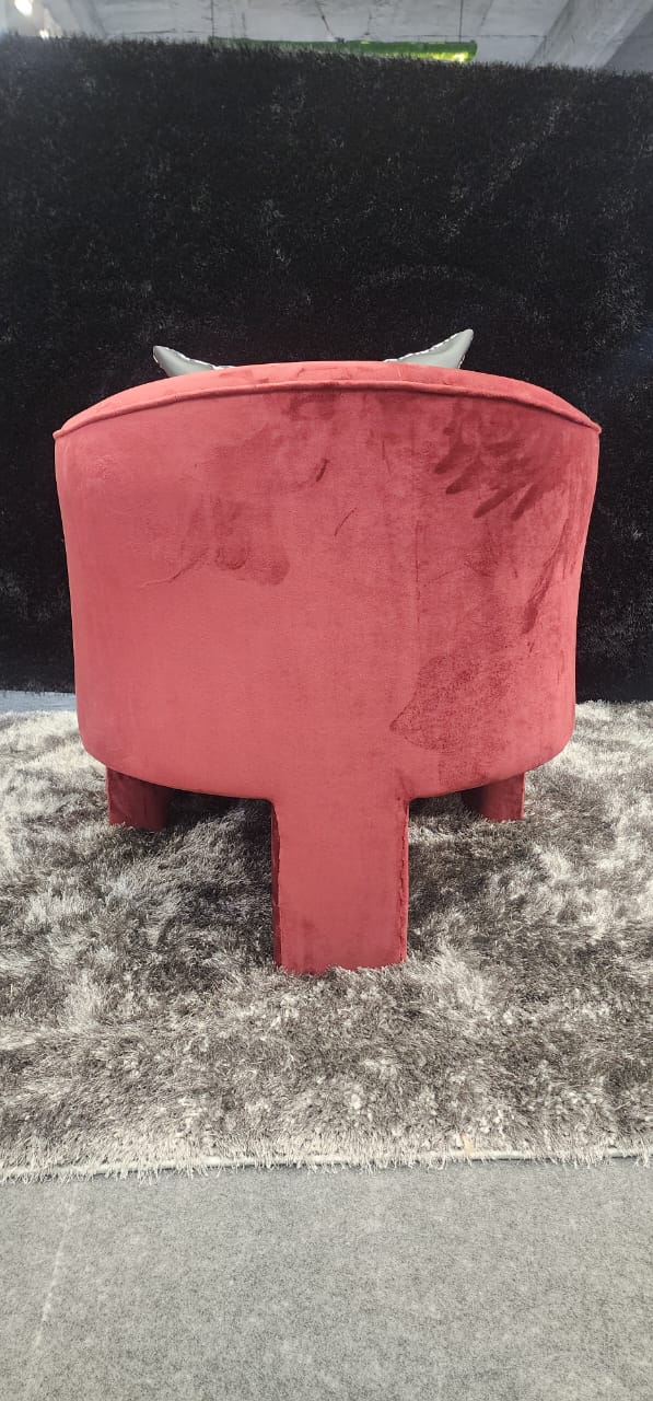 Elegant Red Velvet Lounge Chair Pair