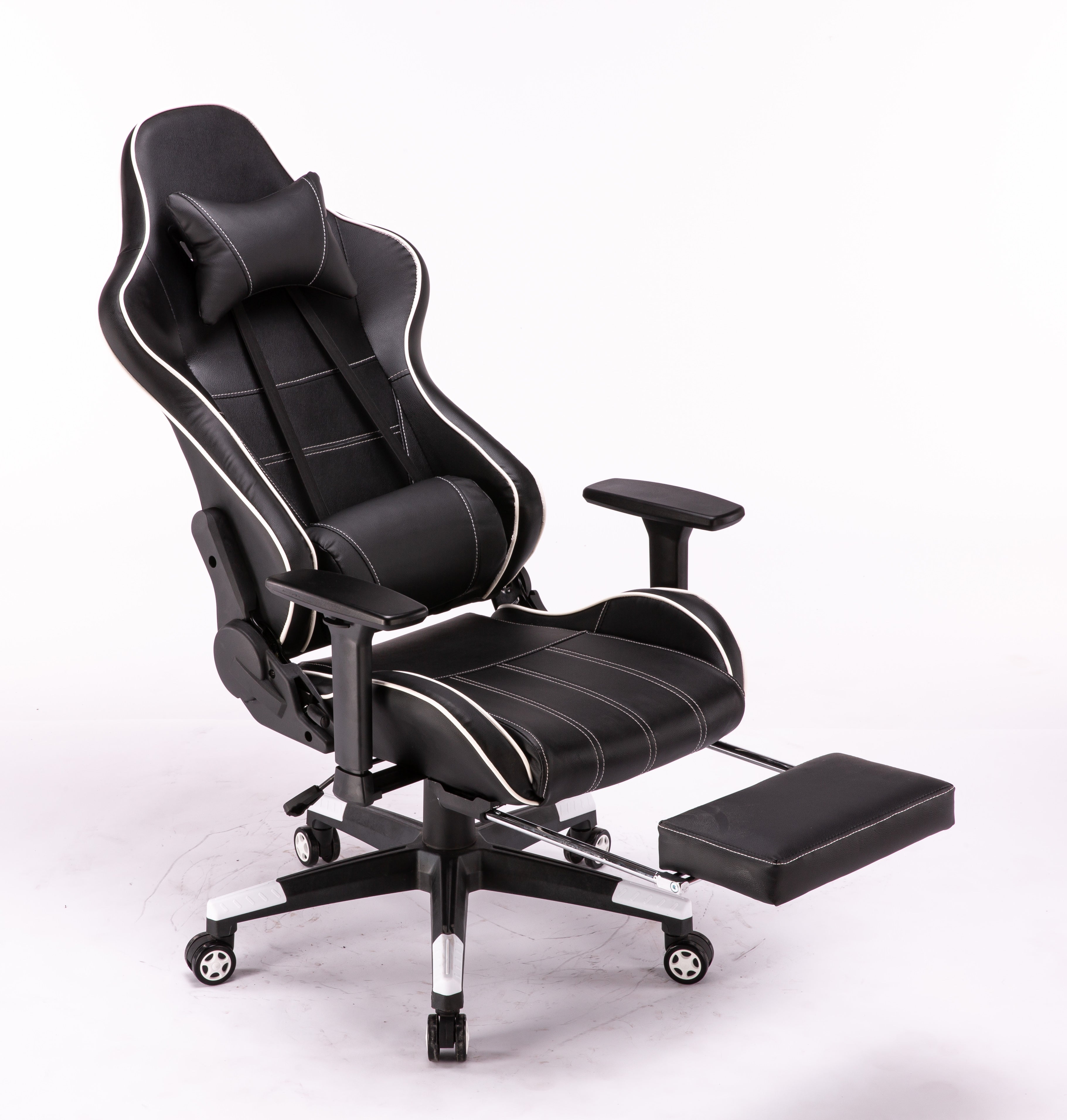 Gaming Chair White with Footrest