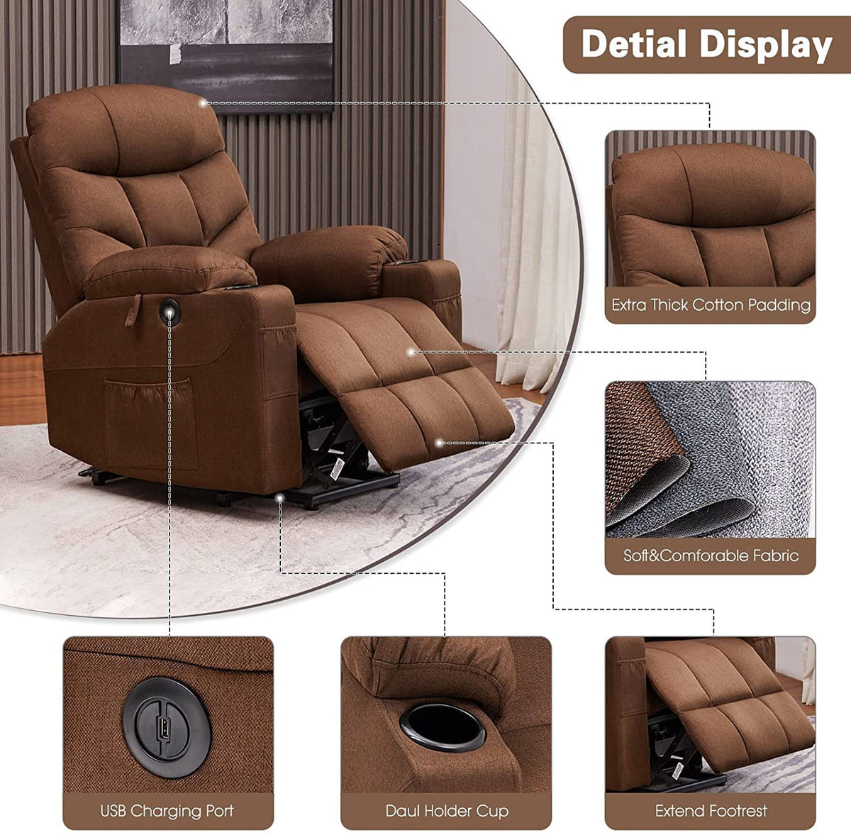 Lifter Electric Recliner with Vibration Massage and Heat Function | Pr ...